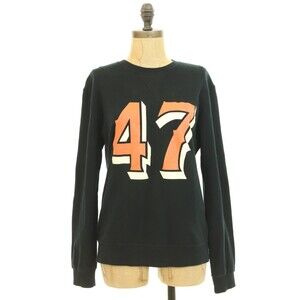 Nano Universe 47 Logo Sweatshirt Top Size M Cotton Graphic Black B13